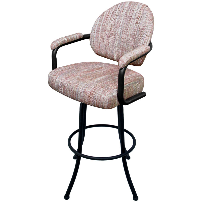 Cendejas Swivel Upholstered Counter Stool with Metal Frame, Watusi Aquatint, White, Bar Stool (30" Seat Height)
