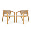 Ensemble de salle à manger pour 4 personnes avec table rectangulaire, ensemble de mobilier de salle à manger avec 1 table et 4 chaises, teck et beige