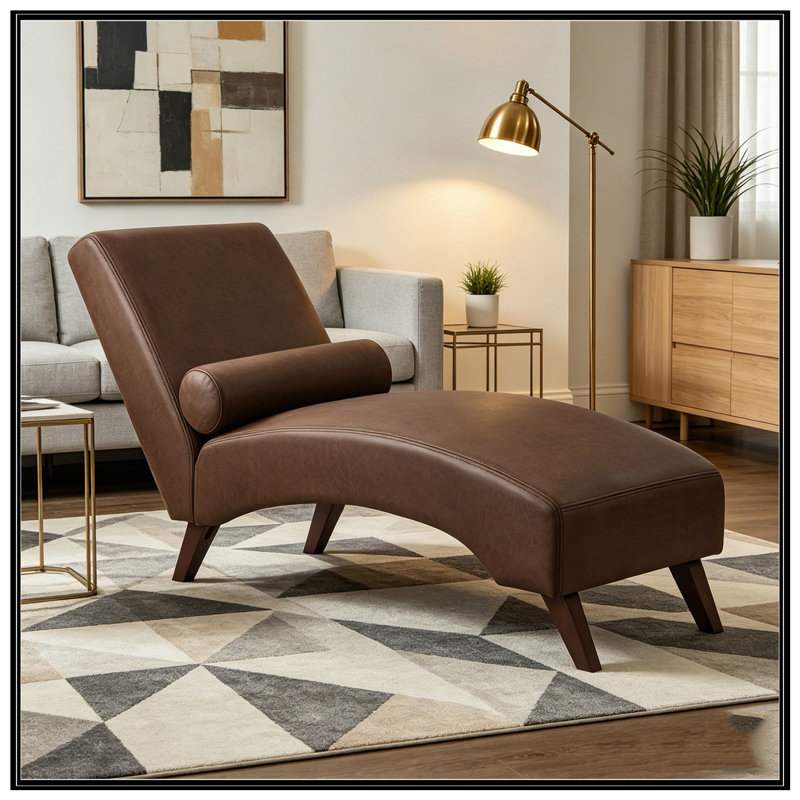 Chaise longue rembourrée avec coussin, Brun