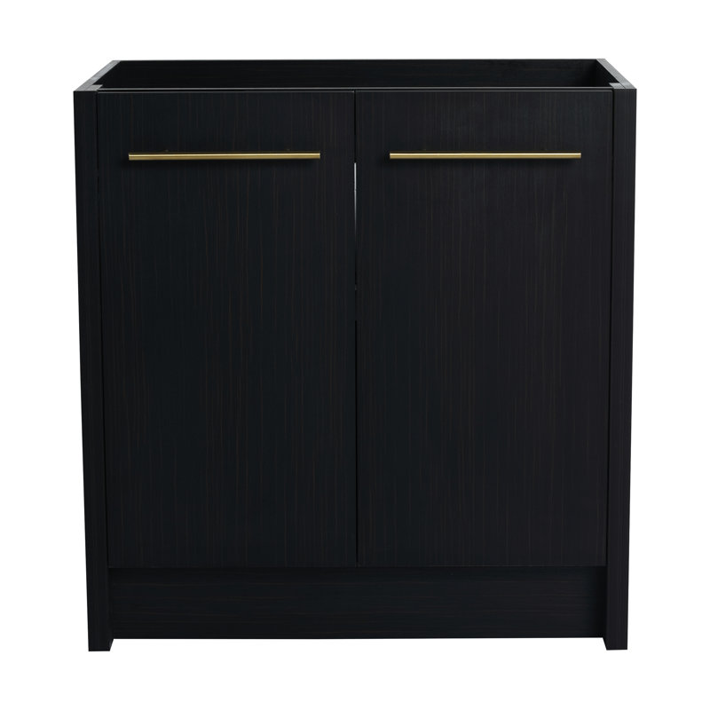 Meuble-lavabo autoportant de 30 po - Châtaignier noir, modèle moderne, porte à fermeture en douceur, espace de rangement abondant sans lavabo supérieur