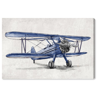 Bertineke " Transportation Blue Vintage Aviator Airplanes " by Oliver Gal