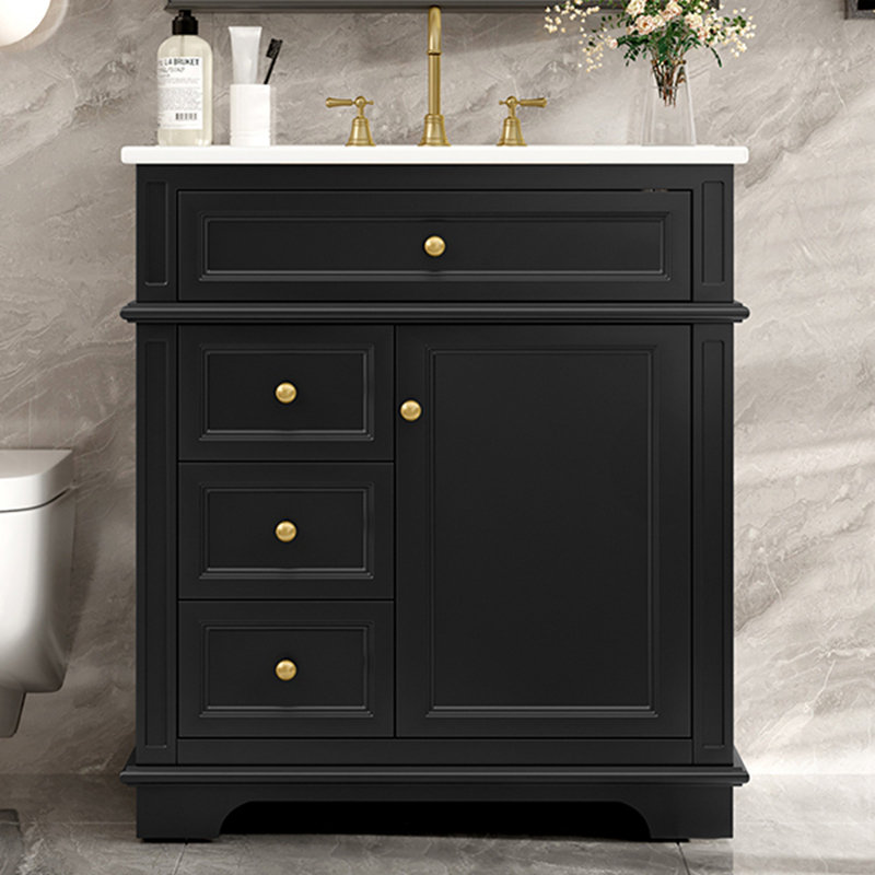 Bathroom Vanity with Sink, Multiple Drawers and Door Shelf, Soft Closing Function, Ideal for Organizing Bathroom Essentials
