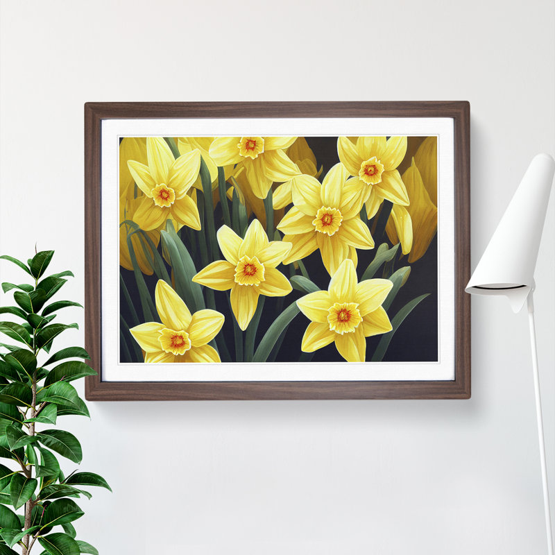 Ultimate Daffodil Flowers - Framed Print, 25cm H x 34cm W x 2cm D, Walnut