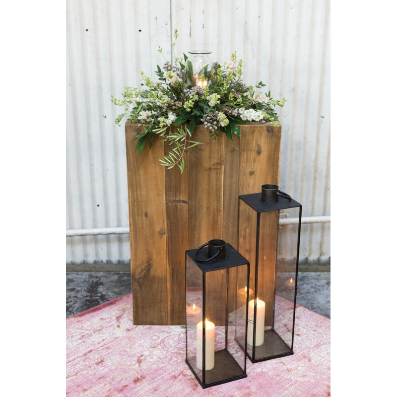 Modern Outdoor Lantern, 27.16" H x 16" W x 9" D