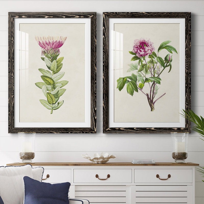 Pretty Pink Botanicals IV - Ensemble de 2 reproductions de cadres photo, Cadre noir, H 24 po x l 36 po x P 1,5 po
