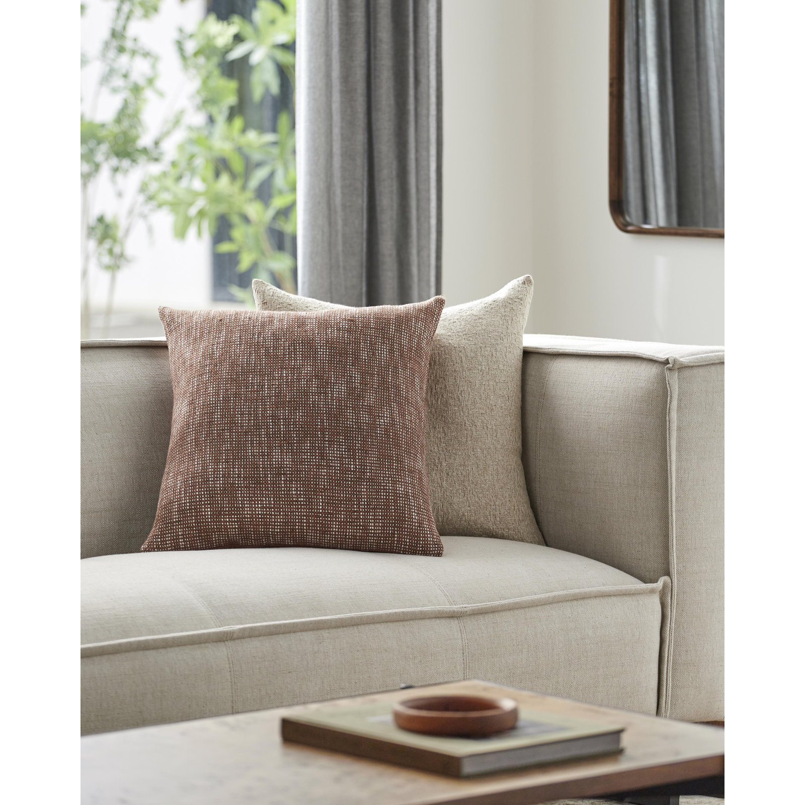 Danube Throw Pillow, 22"H x 22"W, Brown/White, Polyester/Polyfill