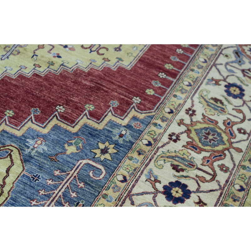 One-of-a-Kind Hand-Knotted High-Quality Red/Blue/Ivory Area Rug