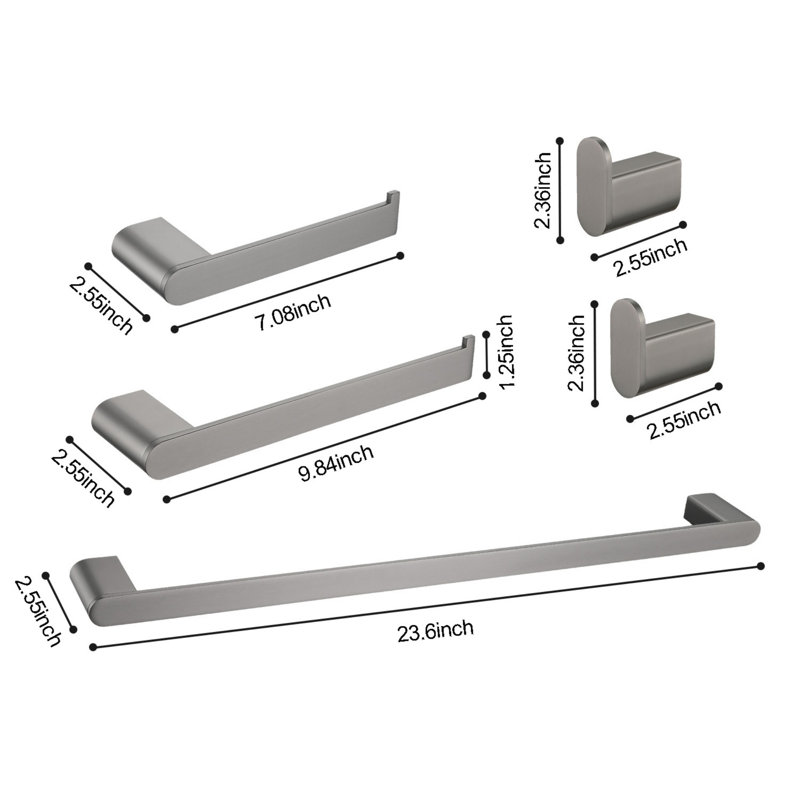 Bathroom Hardware Set 5- Piece, Gunmetal