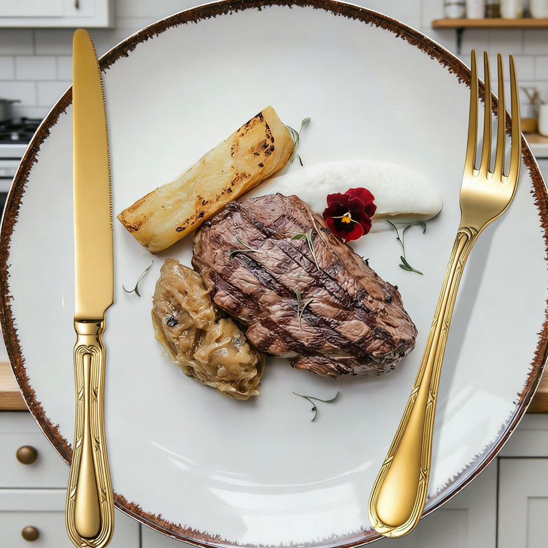 Ensemble de couverts 20 pièces en acier inoxydable 18/10 Professional - Cuillère fourchette à couteau pour steak, dessert, restaurant, hôtel et gastronomie