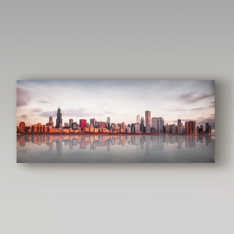 « soleil à chicago », reproduction de photo sur toile tendue, H 8 po x l 19 po x P 2 po