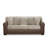 Living Room Sofa with Chocolate Faux Leather Upholstery and Curly Shearling Cushions