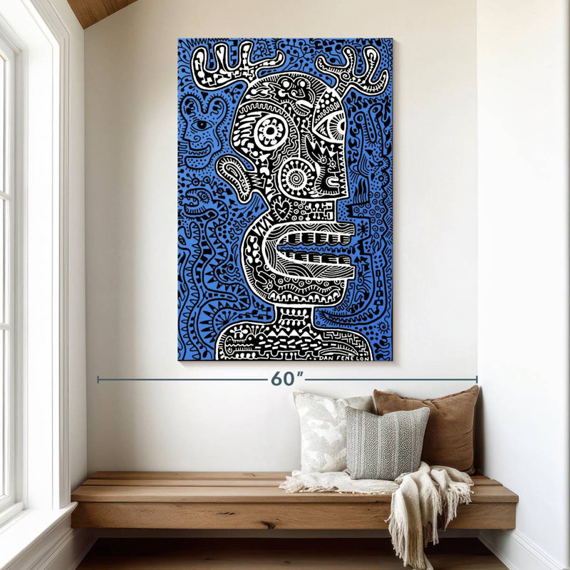 Leisha Tiki Head II - bleu, H 51 po x l 34 po
