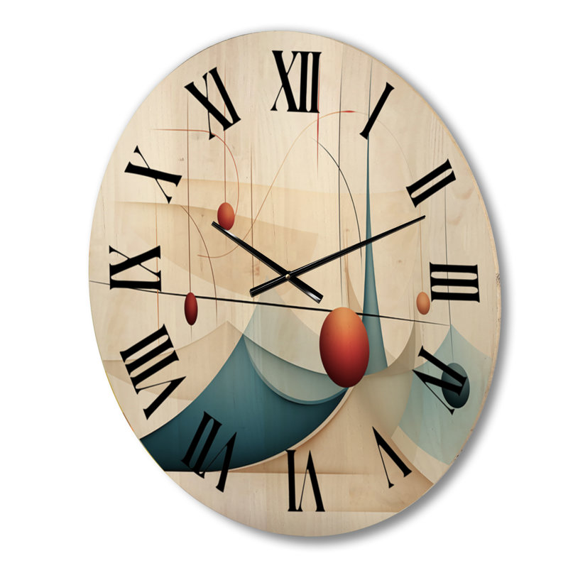 Horloge murale surdimensionnée en bois rouge sur fond céleste rétro Red Moon, Grand