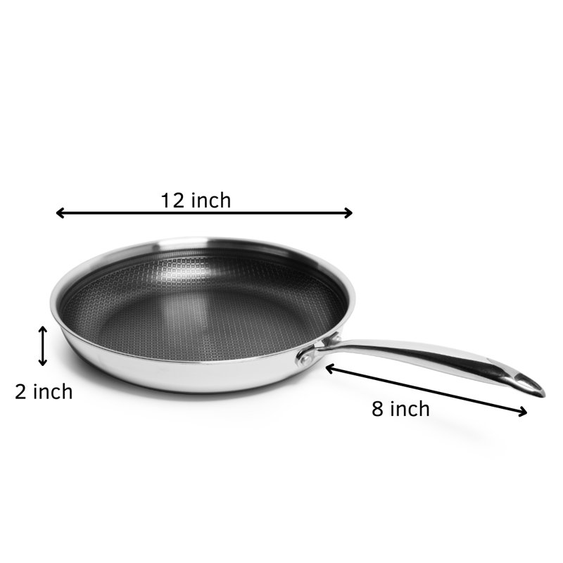 Tri-Ply Stainless Steel Nonstick 12" Frying Pan with Lid