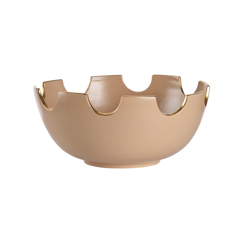 Classic Handmade Ceramic / Porcelain Decorative Bowl, Taupe