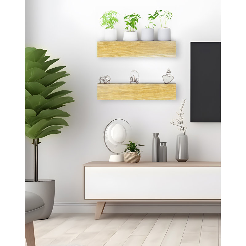 Tablette flottante 2 pièces Emerald Lee, Naturel, H 6 po x l 22 po x P 6 po