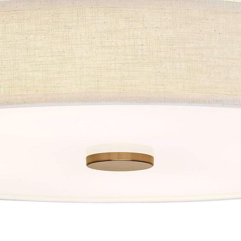 Textile - Tambour à profil bas DEL semi-encastré Genova - l 36 po x H 10,75 po - Lin crème, L 36 po x H 10,75 po, Lin crème