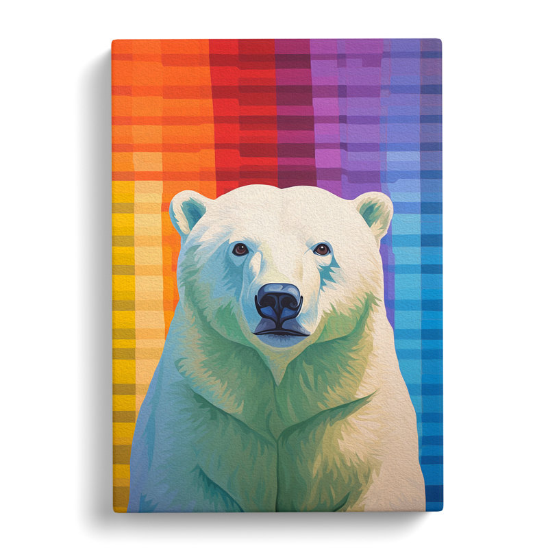Polar Bear Colour Field - Wrapped Canvas Print, 76cm H x 50cm W x 3cm D