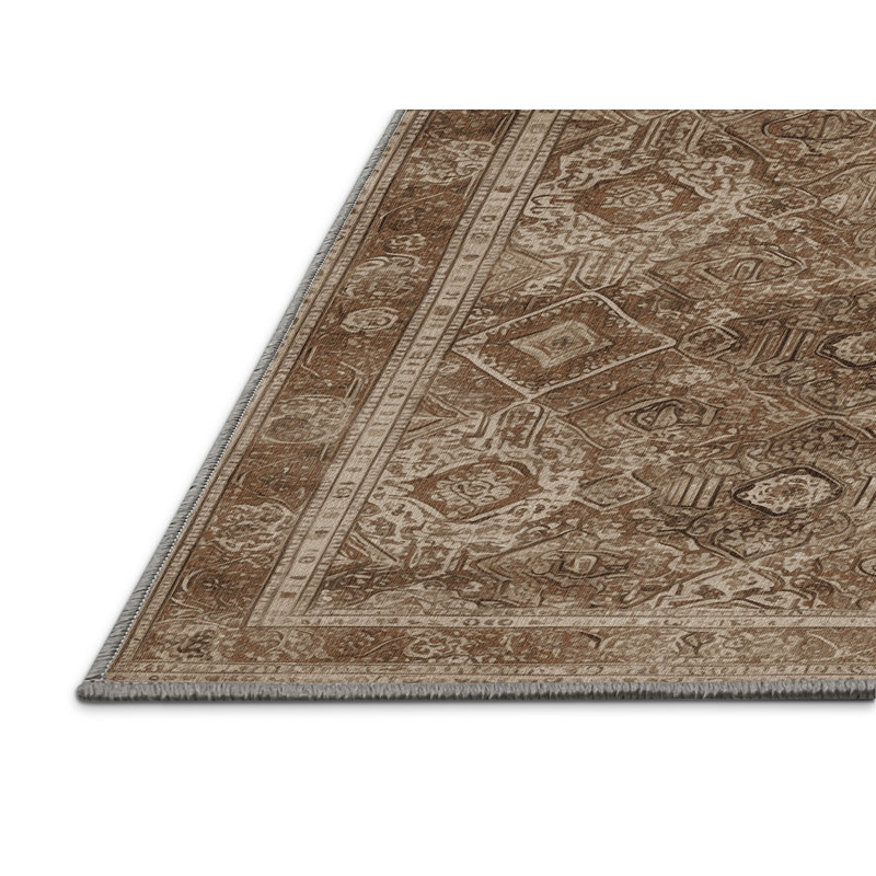 Machine Washable Persian Gray Area Rug, Round 5'