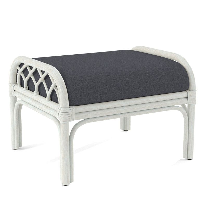 Edgewater Ottoman, Bisque, White Performance Fabric; 0851-94