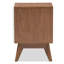 Table de chevet 2 tiroirs Bangerter en bois fini blanc et noyer, H 22,72 po x l 15,75 po x P 15,75 po
