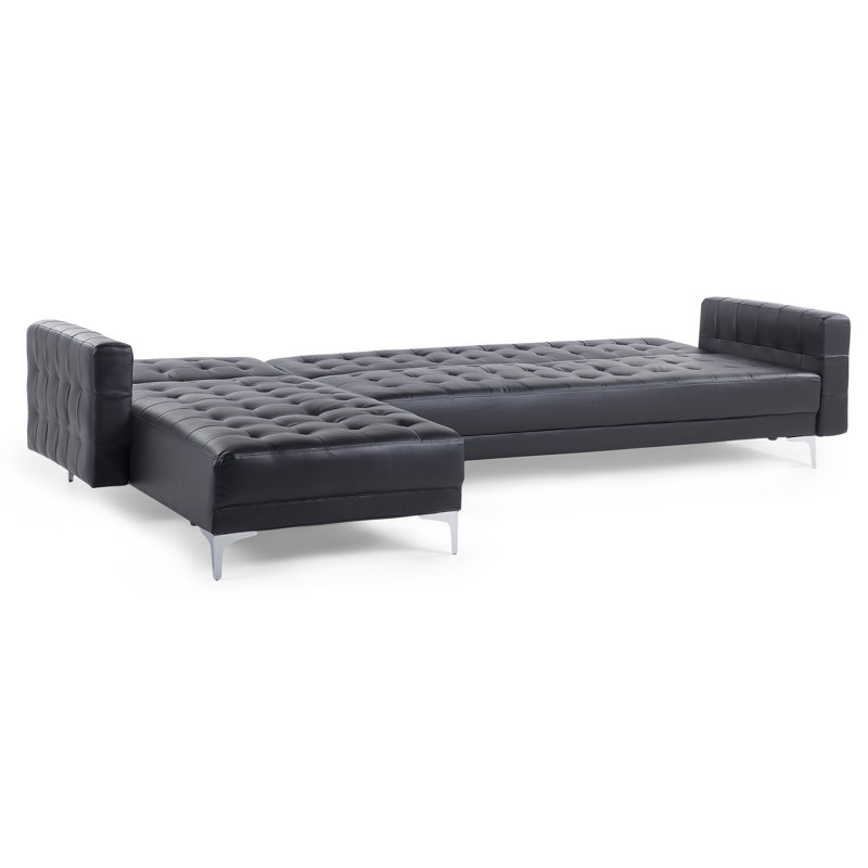 Delia 4 Seater Faux Leather Sofa Bed, Black