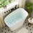 CASAINC 51" Solid Surface Freestanding Bathtub With Built-in Seat, Deep Soaking Bathtub With Curved Design, White