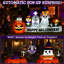 Décoration gonflable d'Halloween de 2,74 m (9 pi), bannière animée de citrouille sorcière à déploiement rapide