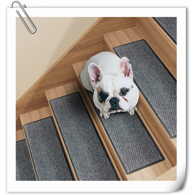 Dark Gray Non-Slip Rubber Backed Stair Treads, 30" x 8", 15 pcs