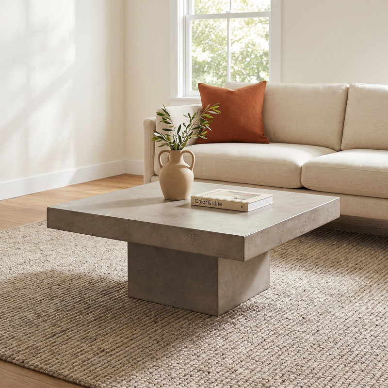 Kareen 43" Square Coffee Table, Dark Gray