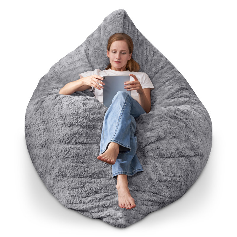  4 In 1 Bean Bag Chair, Giant Memory Foam Filling Bean Bag Sofa, Adult Bean Bag Chair, Machine Washable Faux Fur Cover, Bean Bag For Adult