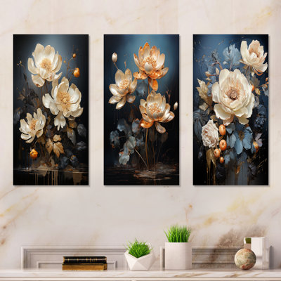 Harmony Mystique Lotus - Lotus Metal Wall Art Living Room Set Of 3