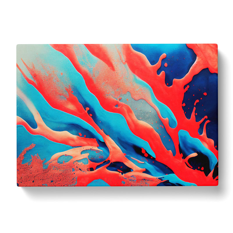 Coral Paint Splatter - Wrapped Canvas, 35cm H x 50cm W x 3cm D