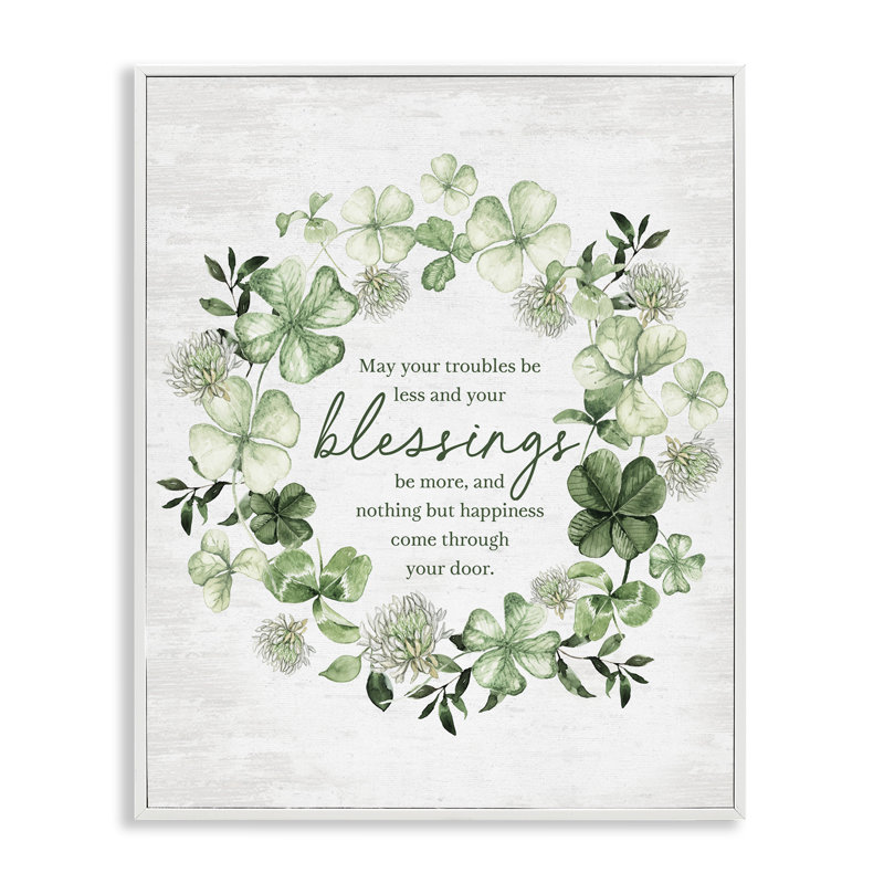 Giclée, "Trouble Less & Blessings More", giclée par Designed, H 14 po x l 11 po, Estampe numérique encadrée blanc bord de mer