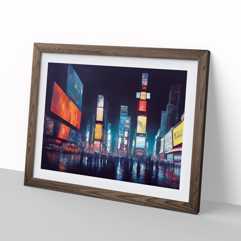 New York Times Square Art Vol.3 - Single Picture Frame Print, 34cm H x 46cm W, Walnut