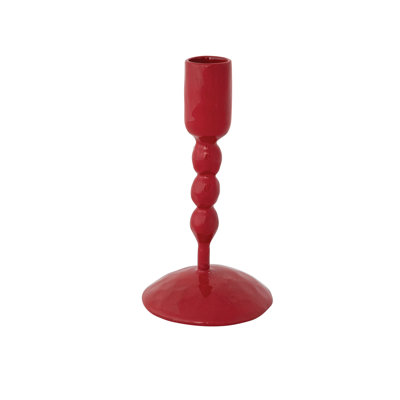 Red Enameled Cast Iron Taper Holder