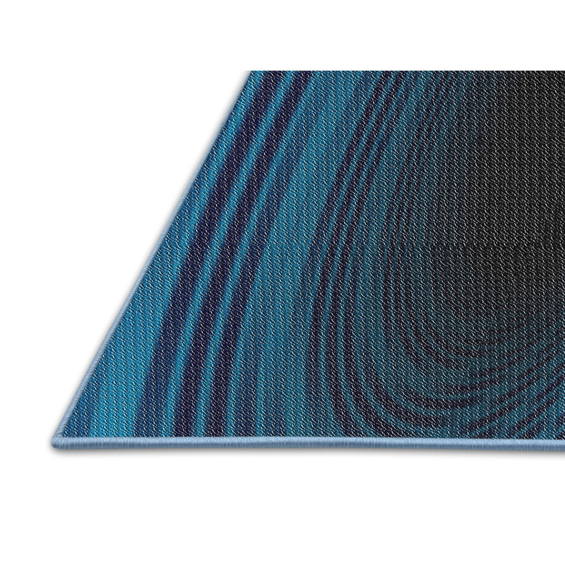 Tapis bleu/noir tissé à la machine, Rectangle 5 pi x 7 pi