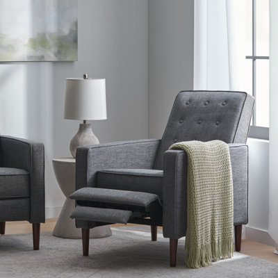 Button Tufted Upholstered Manual Push-Back Recliner