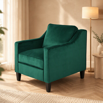 Green Velvet Upholstered Club Chair