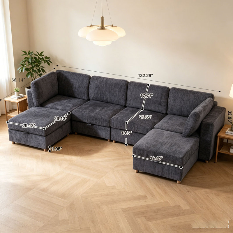 Canapé modulaire modulaire, Beige+6 Seat
