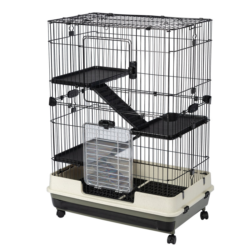 Cage avec rampe Ajaycia, Noir, H 43,3 po x l 32 po x P 21 po