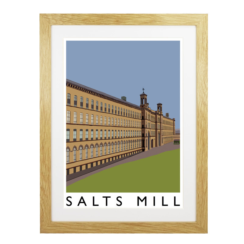 'Salts Mill' by Richard O'Neil - Print, 43.5 cm H x 33.5 cm W x 2.2 cm D, Oak Wood Frame
