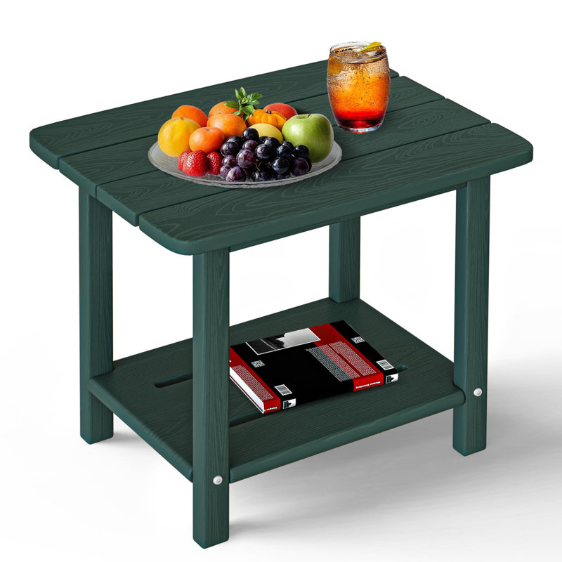 Adirondack Square Side Table - 18.4" HDPE Outdoor End Table - Weatherproof, Rustproof & Low Maintenance For Patio, Deck, Pool, Or Indoor Use