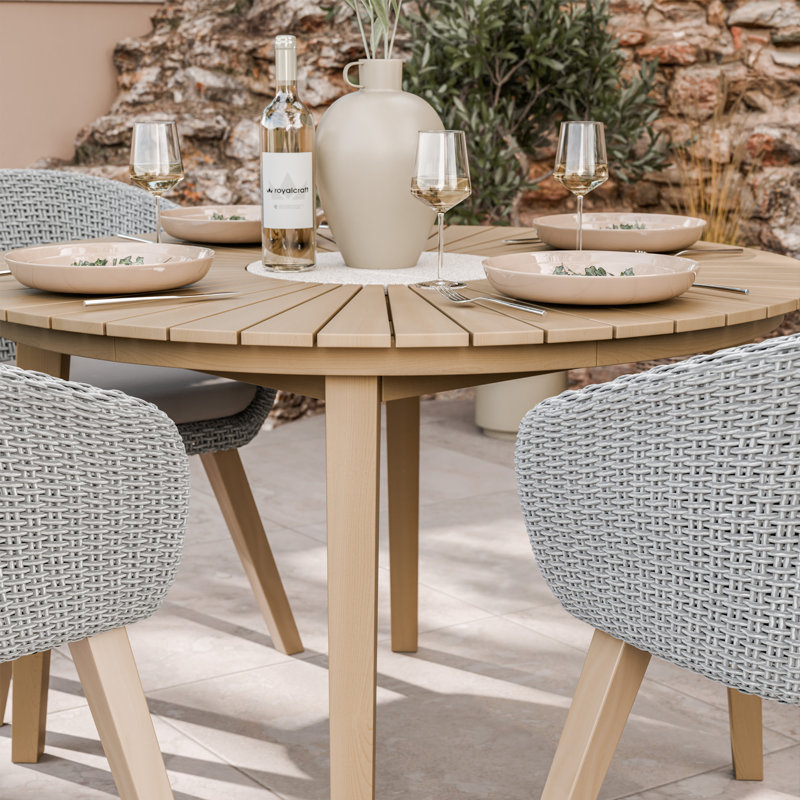 Roma Round 4 seater Rattan Dining set with Terrazzo insert 