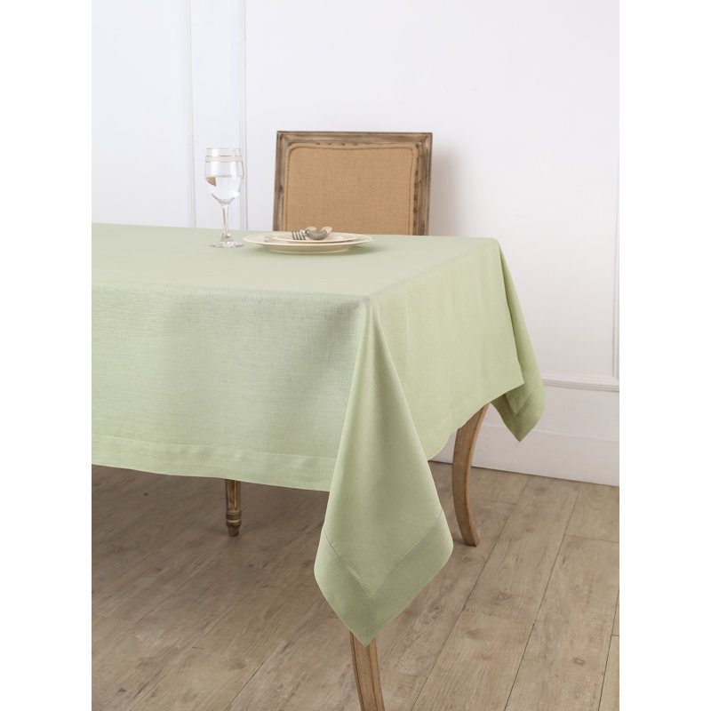 100% Pure Linen Tablecloth - Fete, Sage Green, 132" L x 60" W
