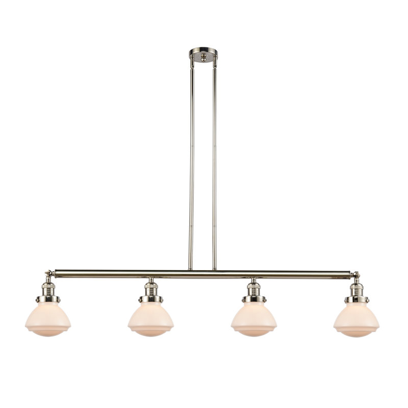 Luminaire suspendu linéaire à 4 lumières pour îlot de cuisine Chesterville, Blanc mat, Or satiné