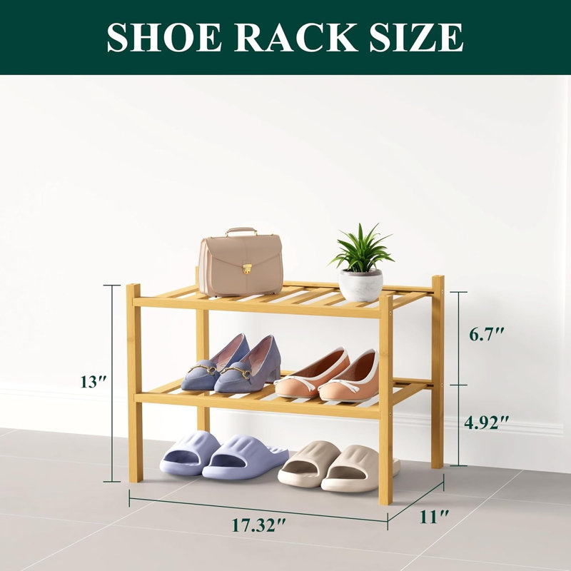 Range-chaussures en bambou, H 13 po x l 17 po x P 11 po