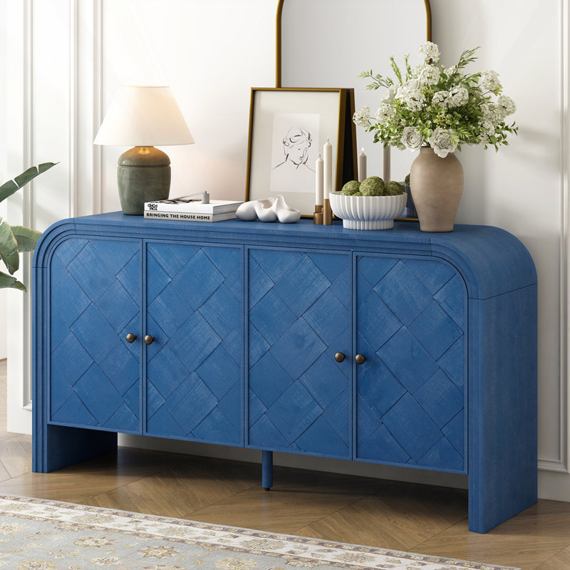 Buffet luxueux en panneau de fibres à densité moyenne multifonctionnel, Beige brun