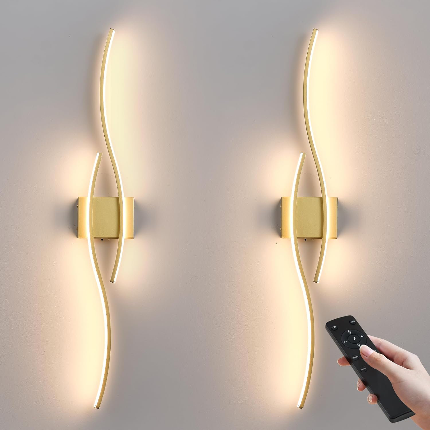 thumbnail image 2 of Rechargeable LED Wall Sconce Set Of 2, 16 RGB Colors, Dimmable With Remote, For Bedroom, Living Room, Hallway 2 of 13