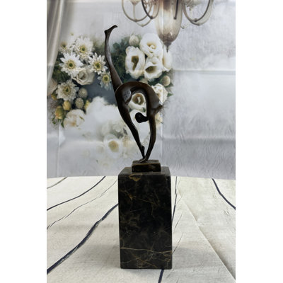 Shaylla Modern Mid Century Abstract Bronze Ballerina Figure Sculpture Decor Signed Milo